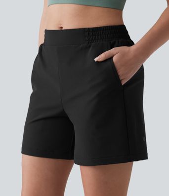 Mid Rise Quick Dry Crinkle Running Shorts with Pockets Mid Rise Quick Dry Crinkle Running Shorts with Pockets