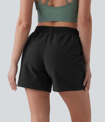 Mid Rise Quick Dry Crinkle Running Shorts with Pockets Mid Rise Quick Dry Crinkle Running Shorts with Pockets