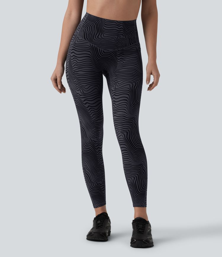 Halara UltraSculpt™ Legging running gainant ventre plat taille haute imprimé rayures ondulées avec poches