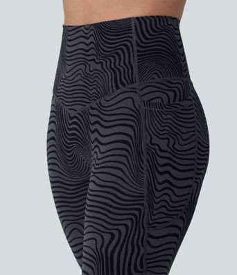 Halara UltraSculpt™ Legging running gainant ventre plat taille haute imprimé rayures ondulées avec poches
