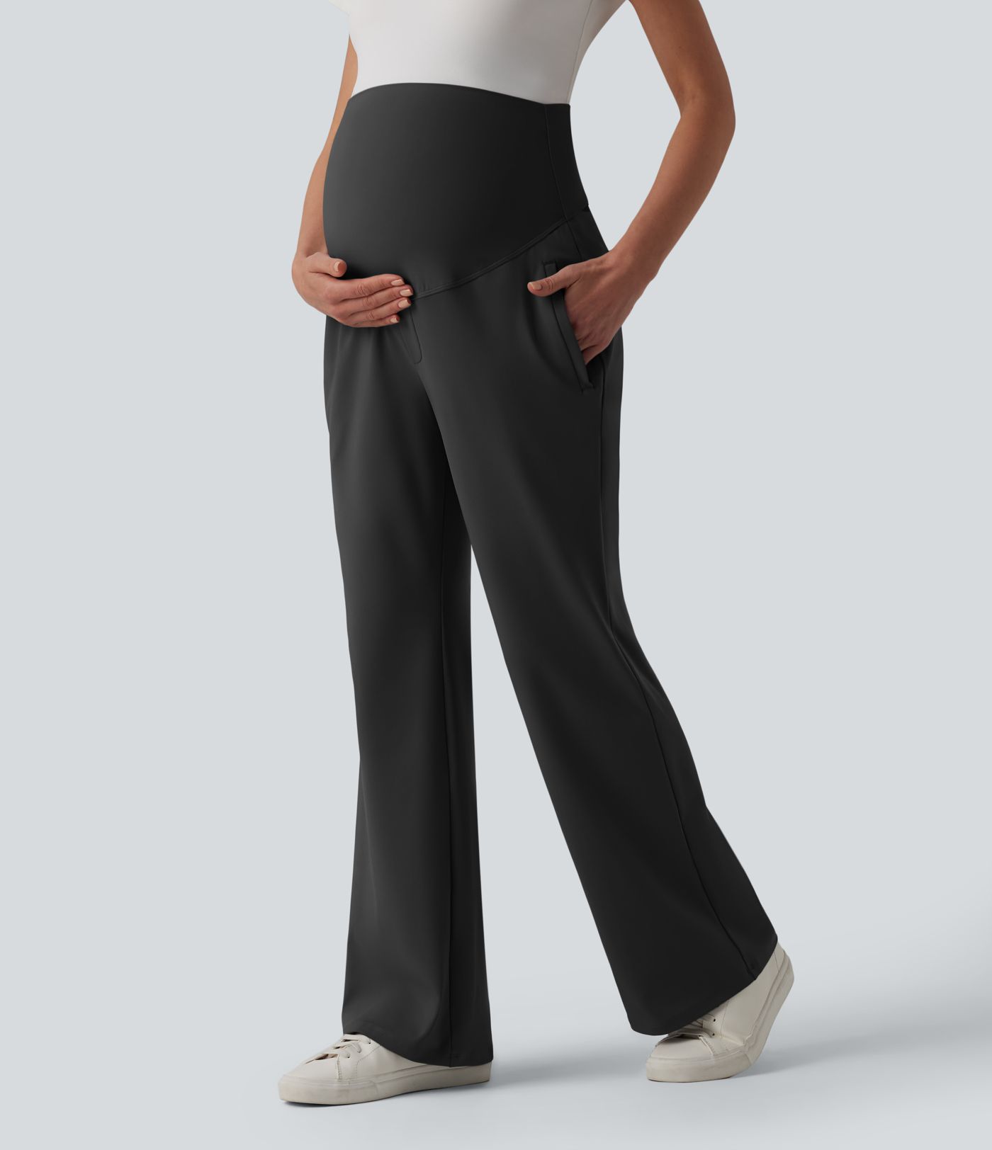 Halara Flex™ DayStretch Super High Waisted Work Maternity Flare Pants with Zipper Pockets