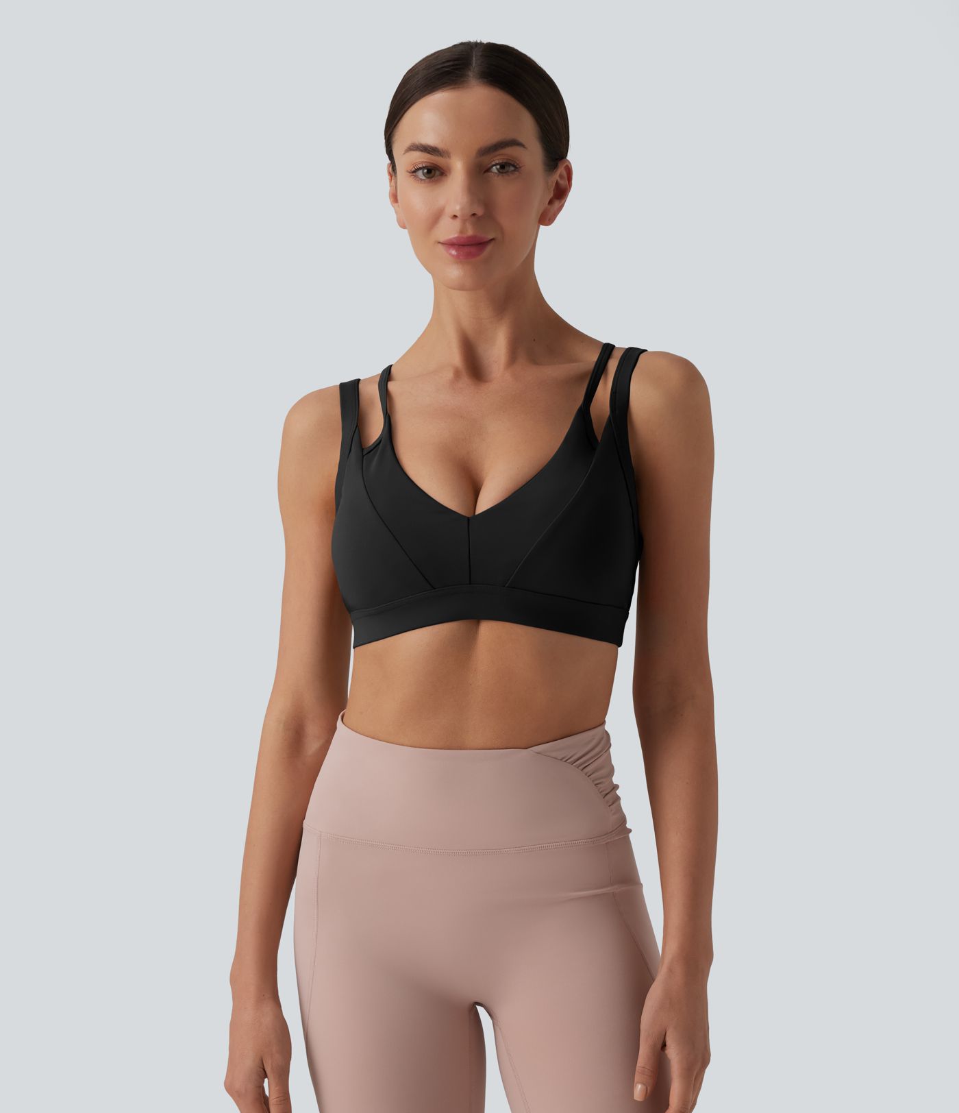 SoftlyZero™ Airy Low Support Double Straps Backless Cool Touch Yoga Sports Bra-UPF50+