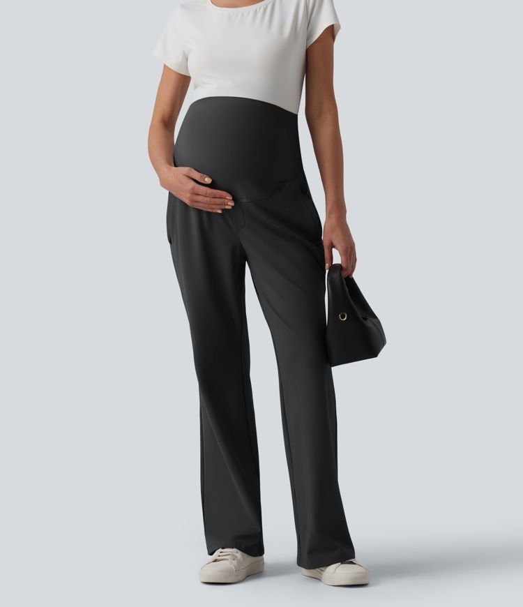 Halara Flex™ DayStretch Super High Waisted Work Maternity Flare Pants with Zipper Pockets