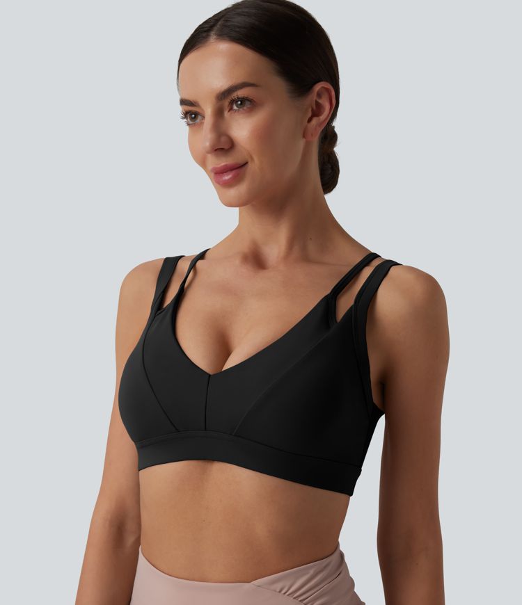 SoftlyZero™ Airy Low Support Double Straps Backless Cool Touch Yoga Sports Bra-UPF50+