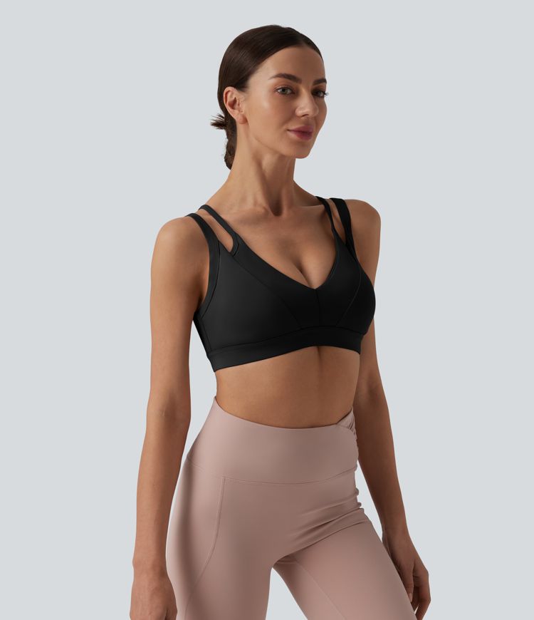 SoftlyZero™ Airy Low Support Double Straps Backless Cool Touch Yoga Sports Bra-UPF50+