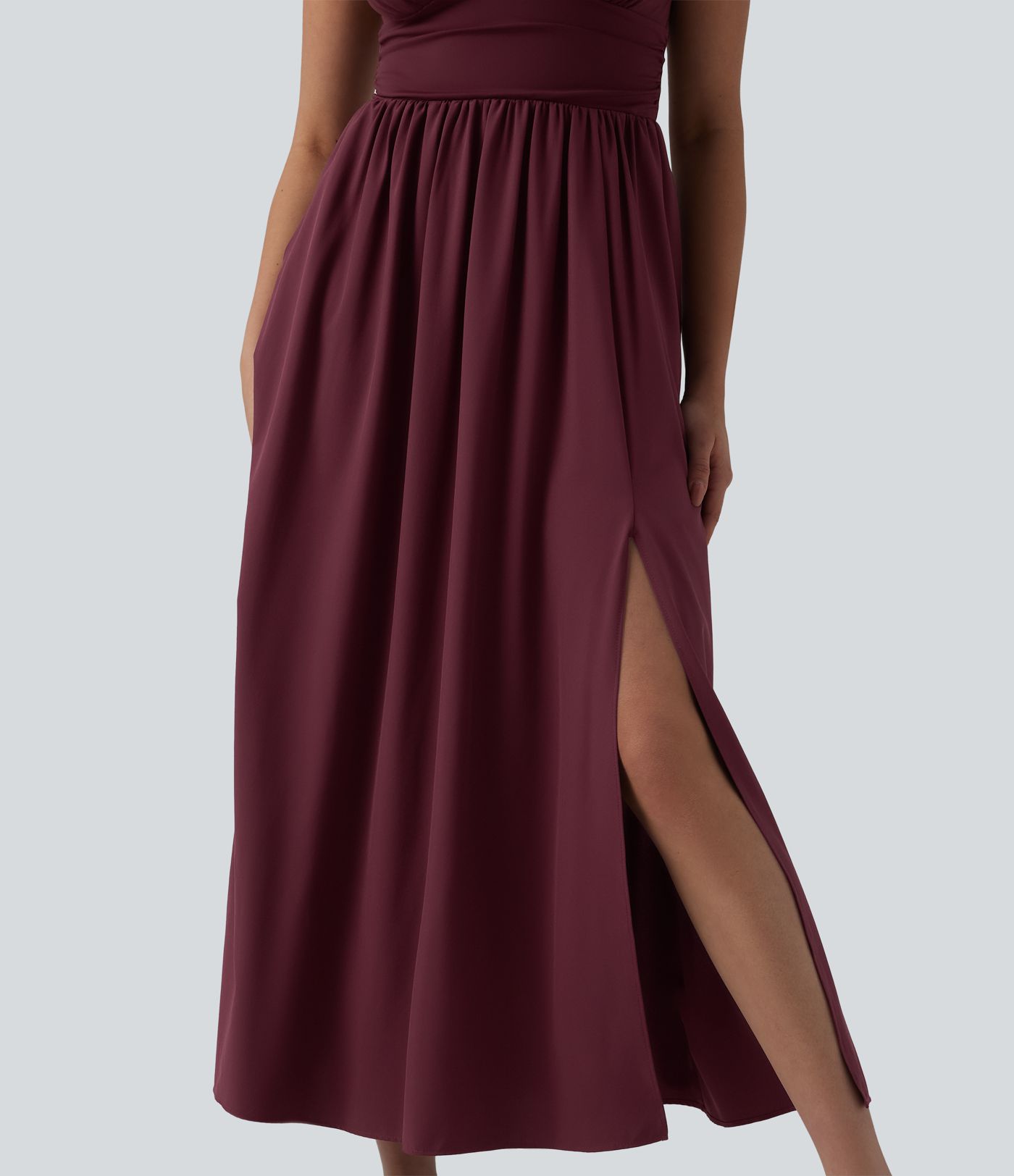 Ärmelloses, fließendes Maxikleid mit V-Ausschnitt