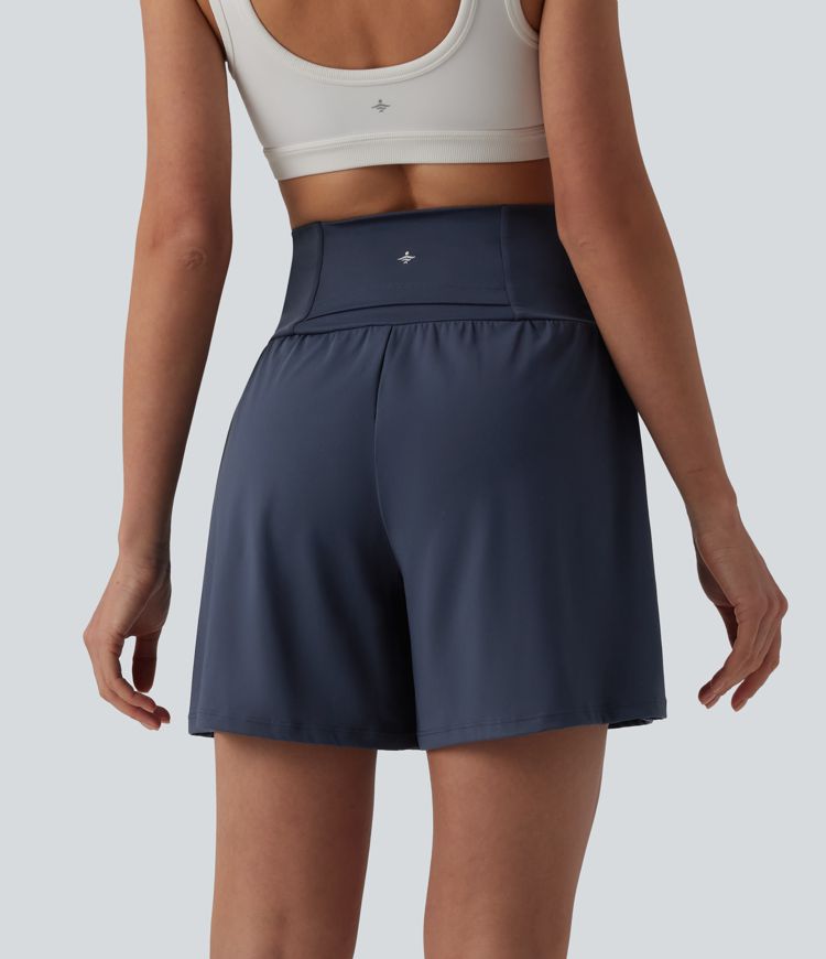 SoftlyZero™ Airy — șorturi de yoga cu talie înaltă, buzunare și senzație răcoroasă, 5''