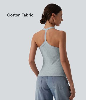 Halara Cotton Jersey Racerback Ultra-slim Casual Tank Top