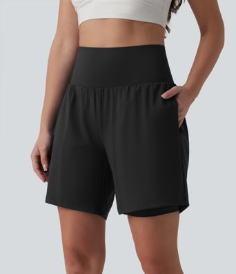 SoftlyZero™ Airy Short yoga 2-en-1 gainant taille très haute toucher frais 17,5 cm avec poches