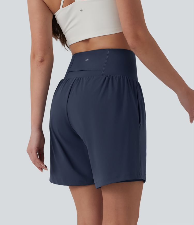 SoftlyZero™ Airy Short yoga 2-en-1 gainant taille très haute toucher frais 17,5 cm avec poches