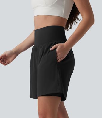 SoftlyZero™ Airy Short yoga 2-en-1 gainant taille très haute toucher frais 17,5 cm avec poches