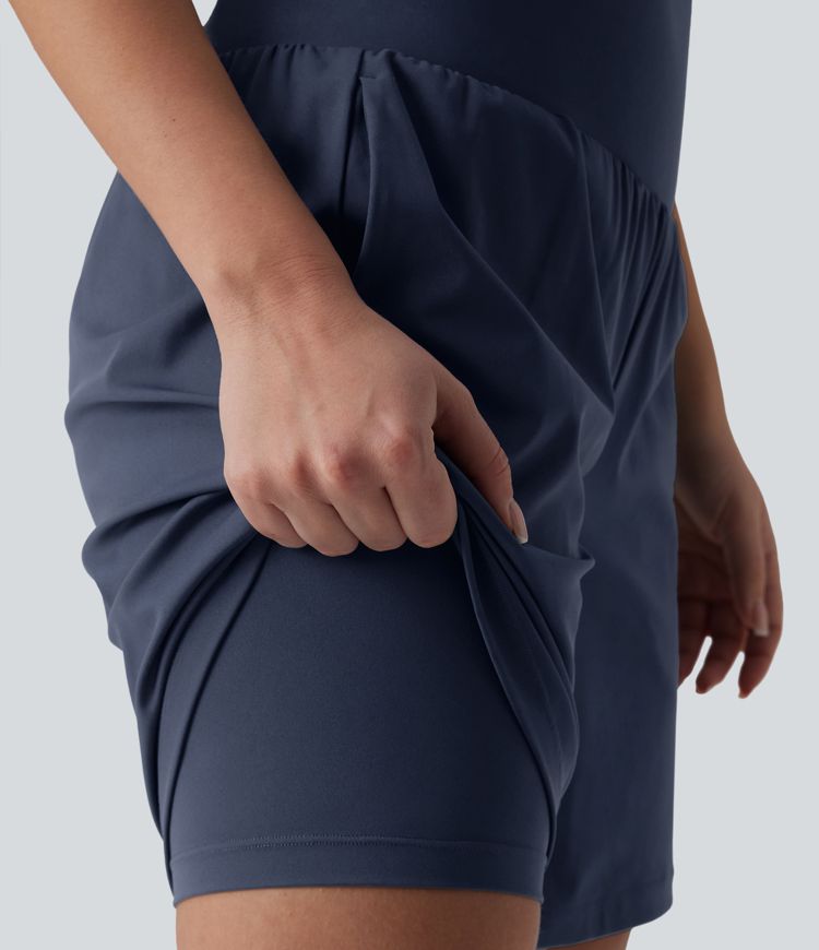 SoftlyZero™ Airy Short yoga 2-en-1 gainant taille très haute toucher frais 17,5 cm avec poches