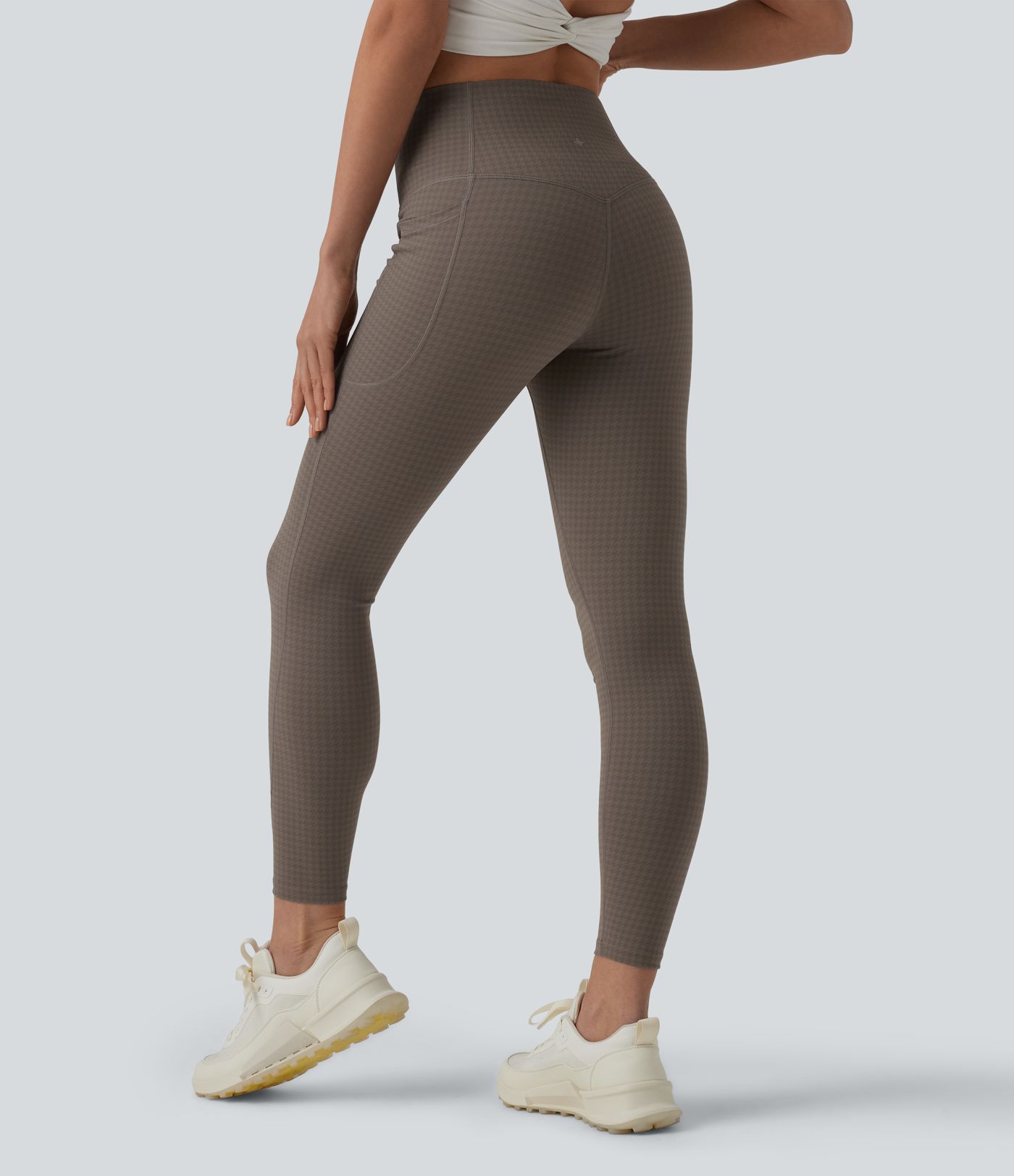 Halara UltraSculpt™ Legging running gainant ventre plat taille haute imprimé pied-de-poule avec poches