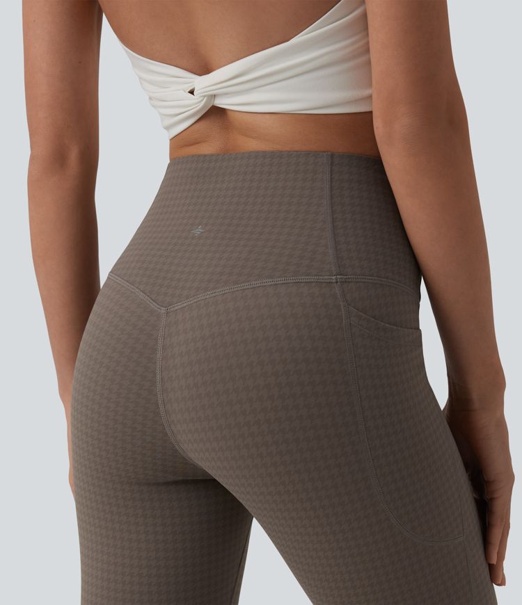 Halara UltraSculpt™ Legging running gainant ventre plat taille haute imprimé pied-de-poule avec poches