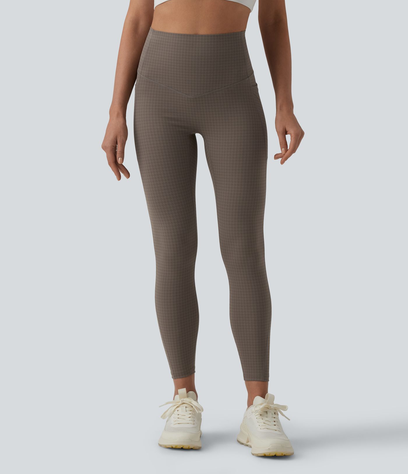 Halara UltraSculpt™ Legging running gainant ventre plat taille haute imprimé pied-de-poule avec poches