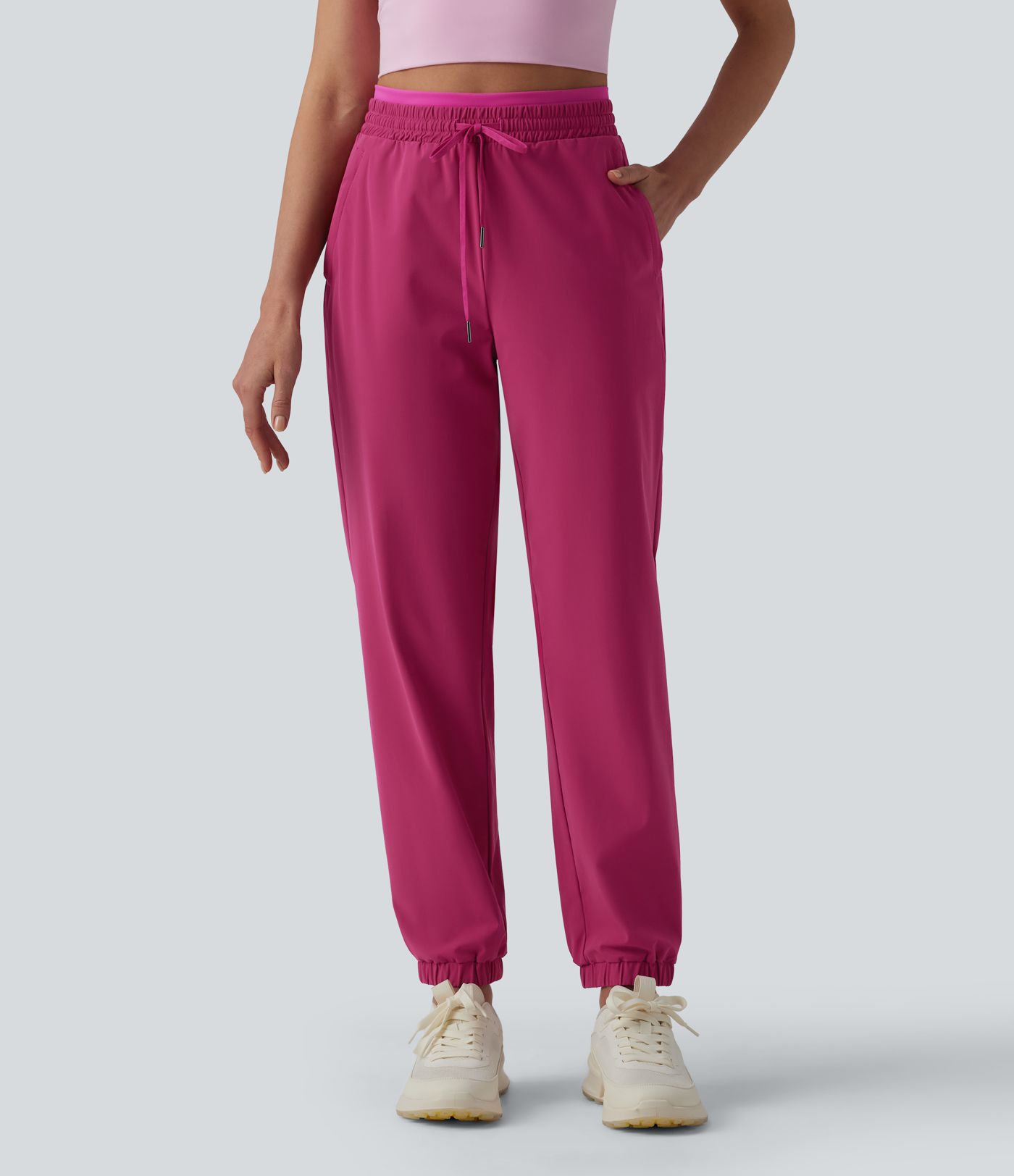 High Waisted Drawstring Quick Dry Joggers with Pockets