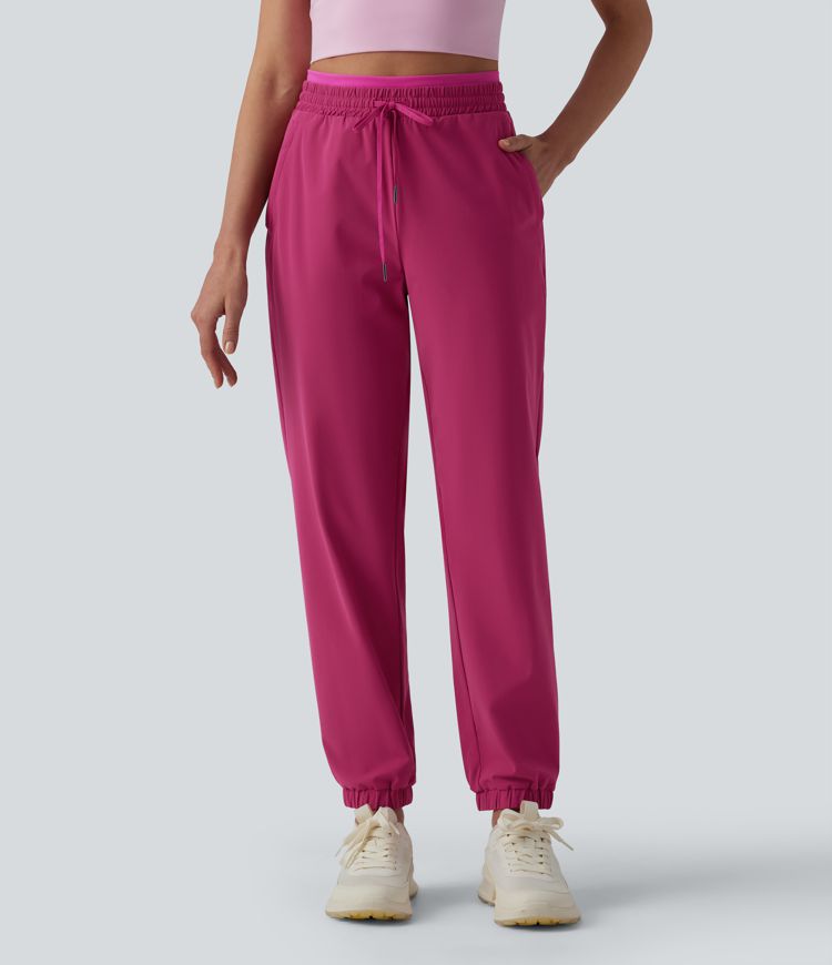 High Waisted Drawstring Quick Dry Joggers with Pockets