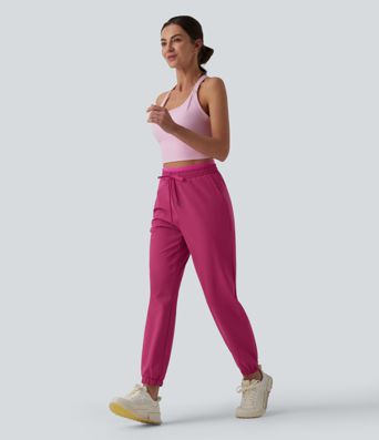 High Waisted Drawstring Quick Dry Joggers with Pockets