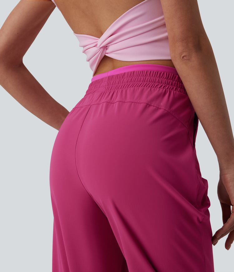 High Waisted Drawstring Quick Dry Joggers with Pockets