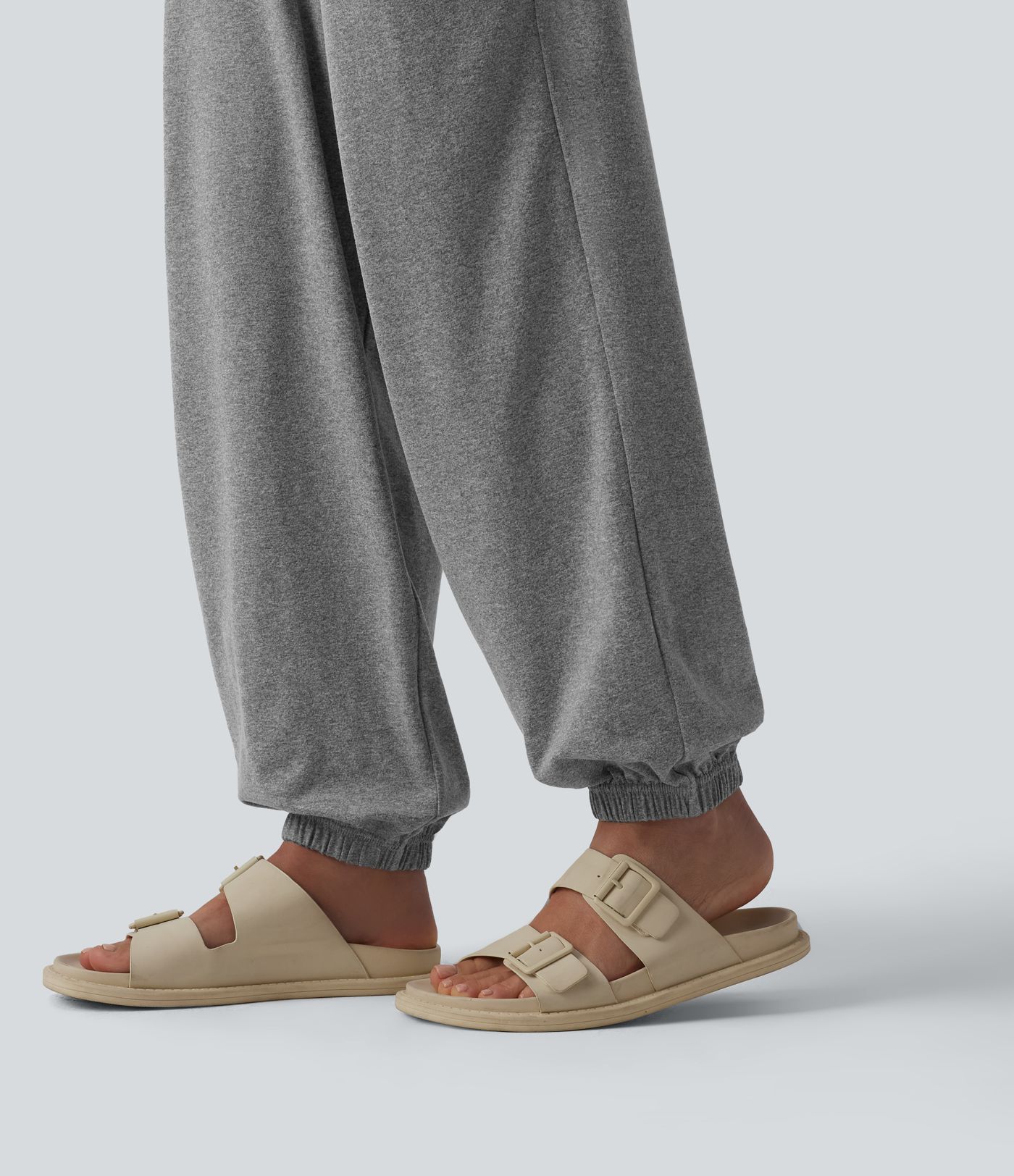 High Waisted Drawstring Wide Leg Casual Joggers with Pockets