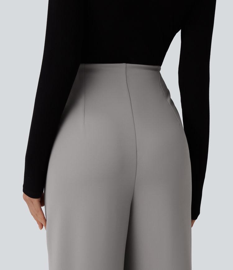 Halara Flex™ - Bürohose aus Crepe-Stoff mit superhohem Bund, Seitentaschen und weitem Bein