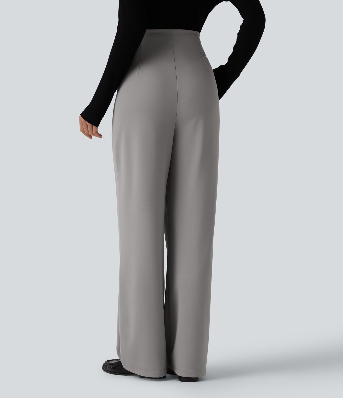 Halara Flex™ - Bürohose aus Crepe-Stoff mit superhohem Bund, Seitentaschen und weitem Bein