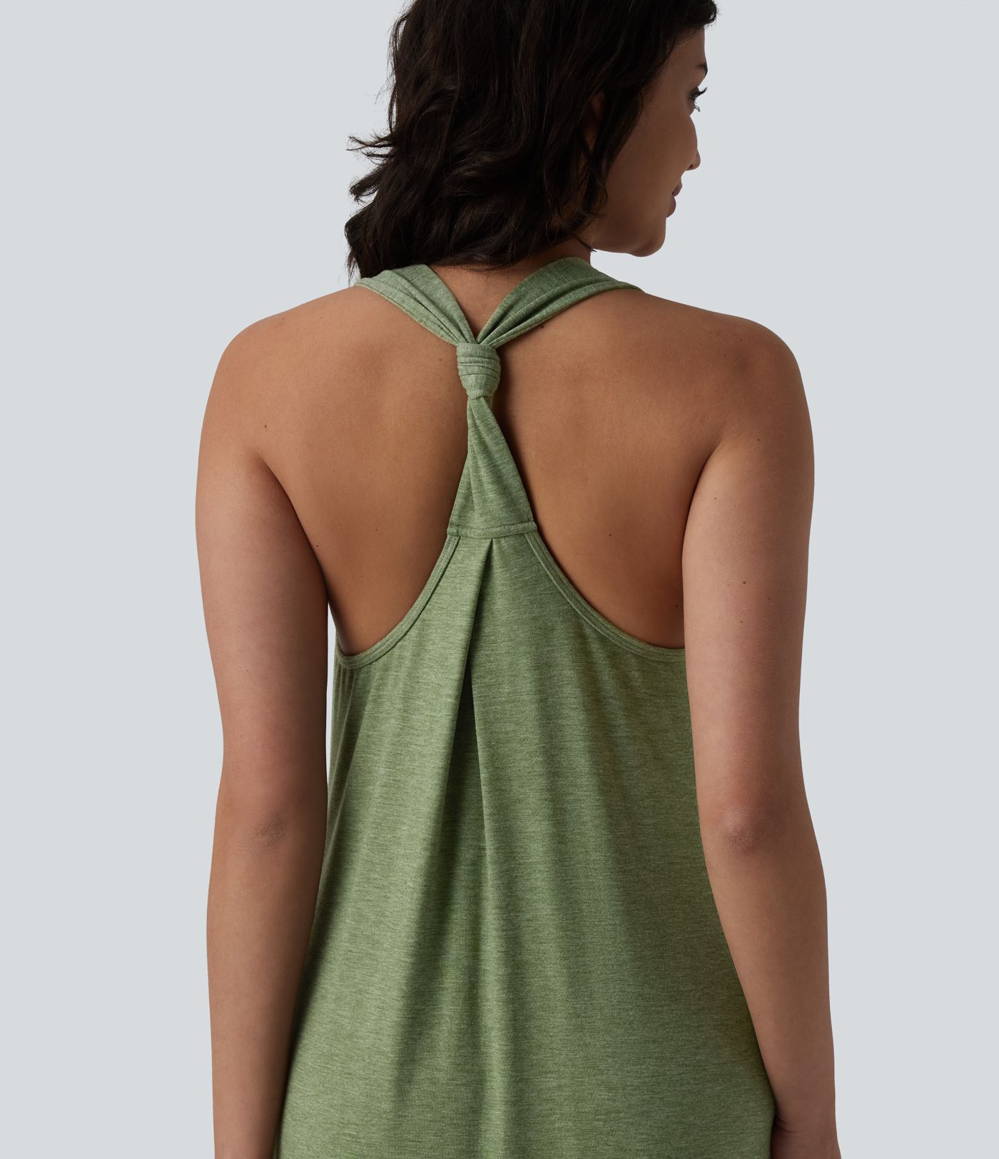 U Neck Flowy Maxi Casual Dress