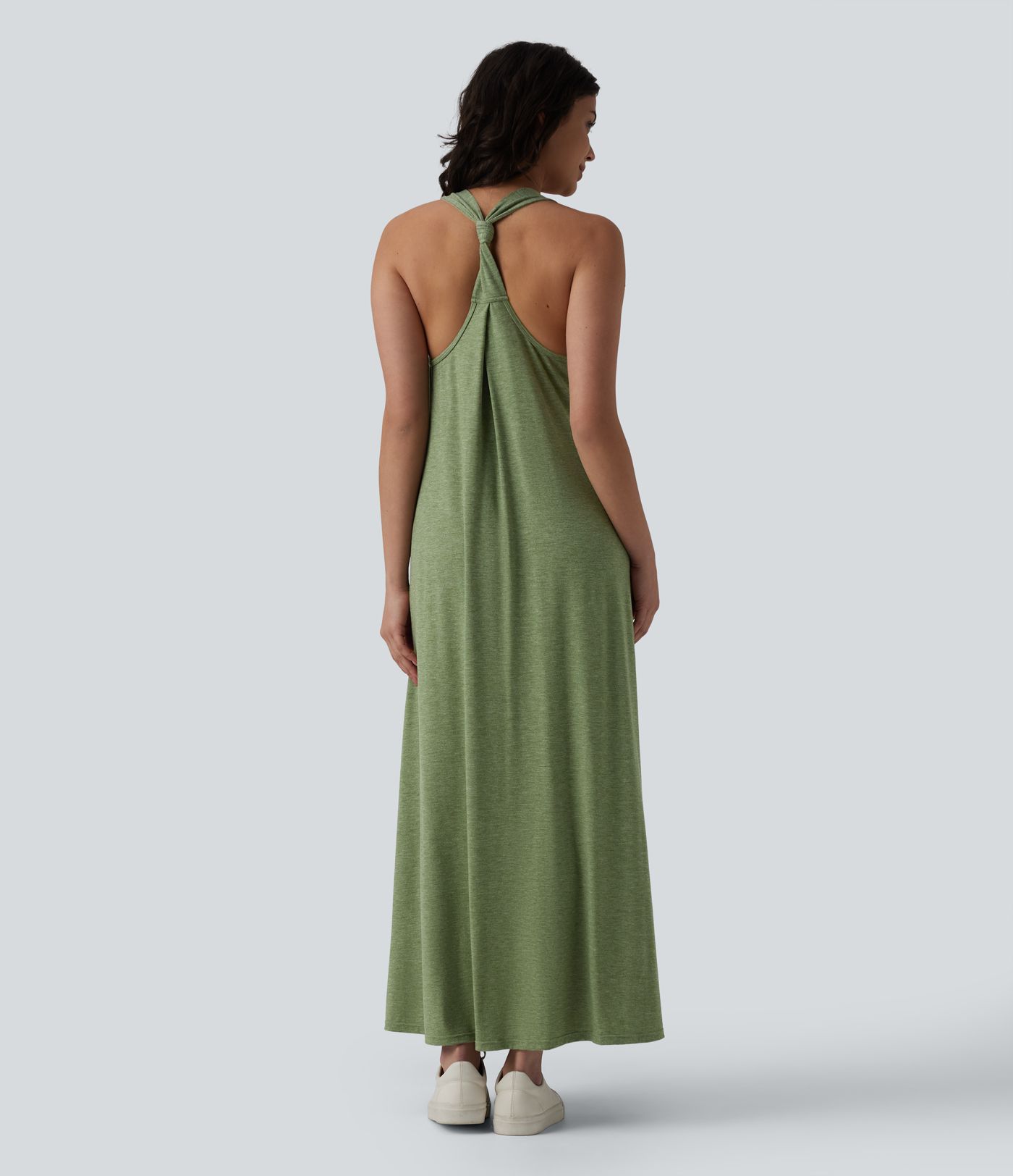 U Neck Flowy Maxi Casual Dress