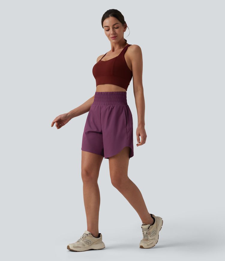 Breezeful™ Short running 2-en-1 séchage rapide taille haute à ourlet arrondi 17,5 cm avec poches