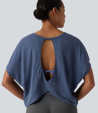 Round Neck Batwing Short Sleeve Casual T-Shirt Round Neck Batwing Short Sleeve Casual T-Shirt
