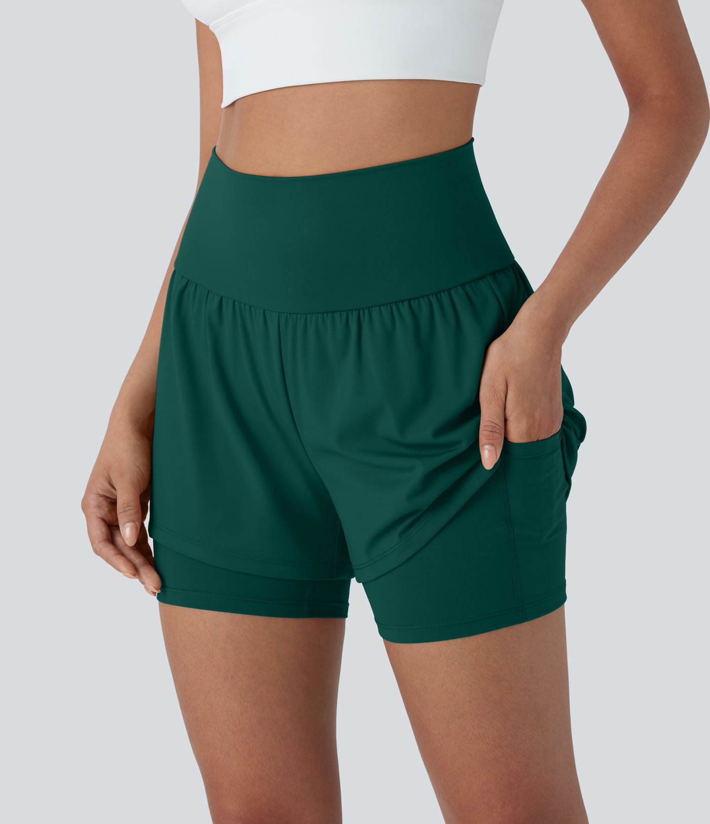 SoftlyZero™ Airy Super High Waisted 2-in-1 Cool Touch Yoga Shorts 5'' with Pockets