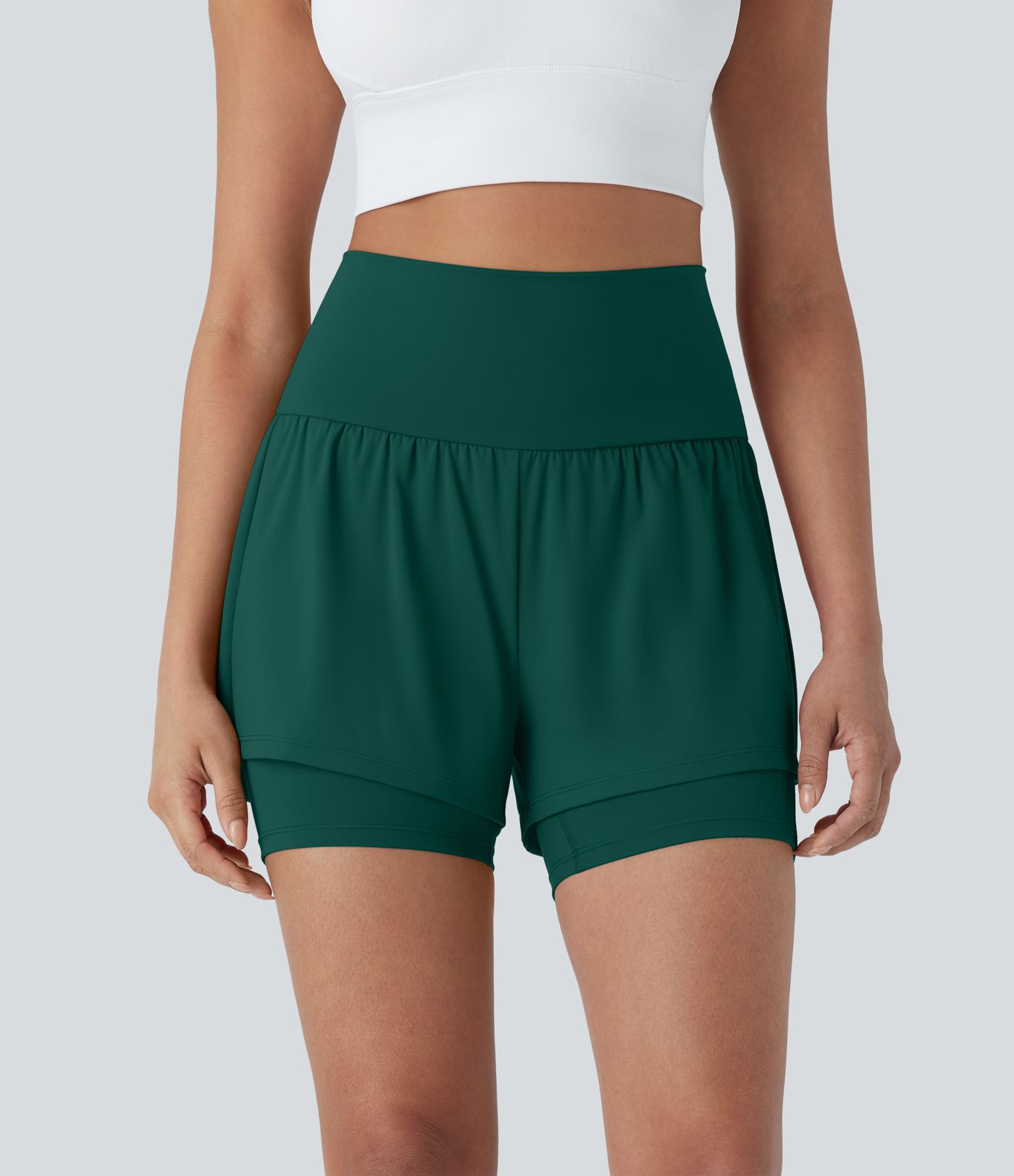 SoftlyZero™ Airy Super High Waisted 2-in-1 Cool Touch Yoga Shorts 5'' with Pockets