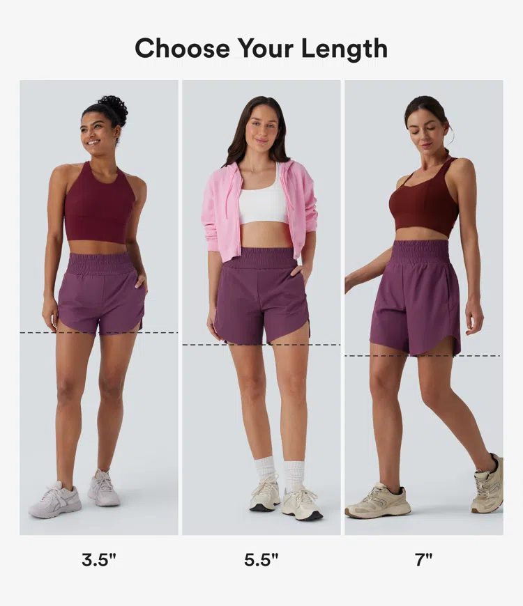 Amaranth Breezeful™ High Waisted Pockets 2-in-1 Curved Hem Quick Dry Running Shorts 3.5'' / 2