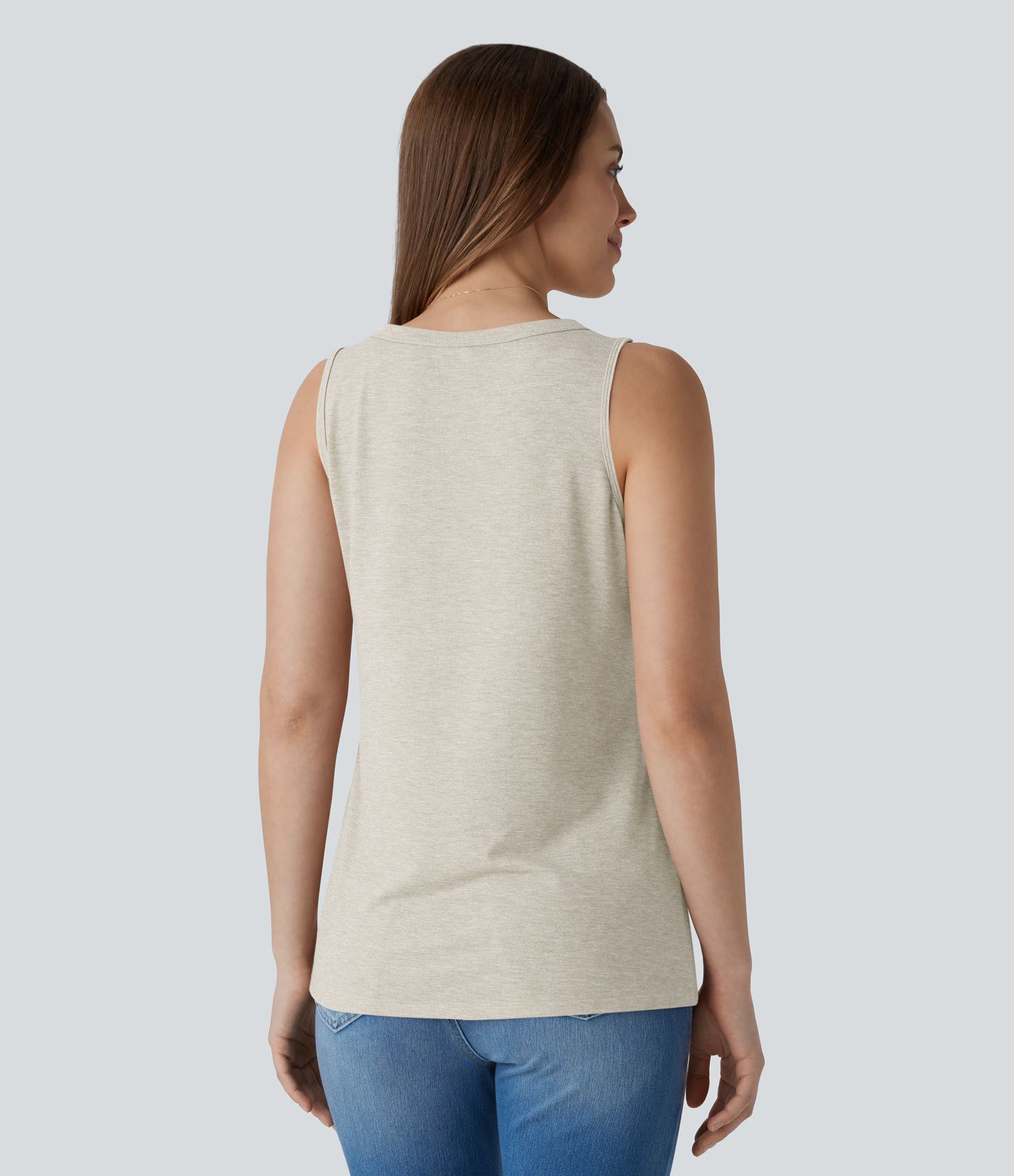 V Neck Sleeveless Decorative Casual Top