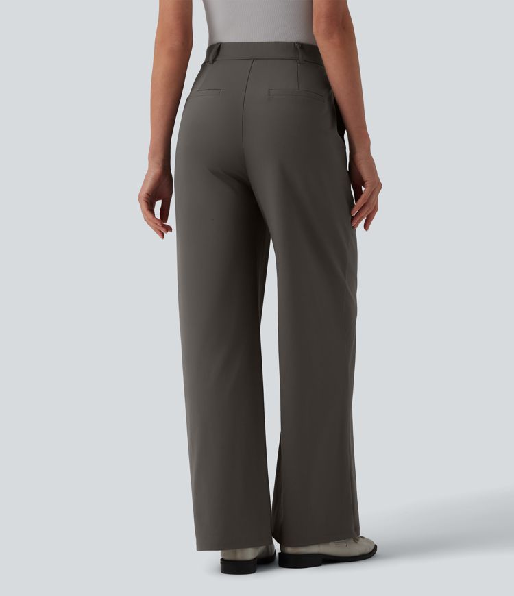 Halara Flex™ DayStretch Asymmetrical High Waisted Straight Leg Work Pants with Pockets