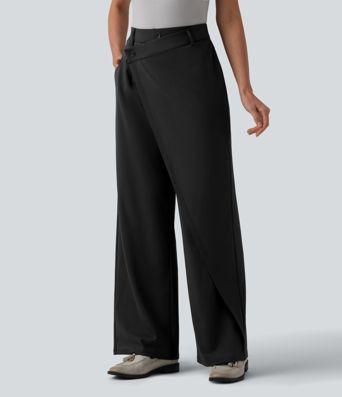 Halara Flex™ DayStretch Asymmetrical High Waisted Straight Leg Work Pants with Pockets Halara Flex™ DayStretch Asymmetrical High Waisted Straight Leg Work Pants with Pockets