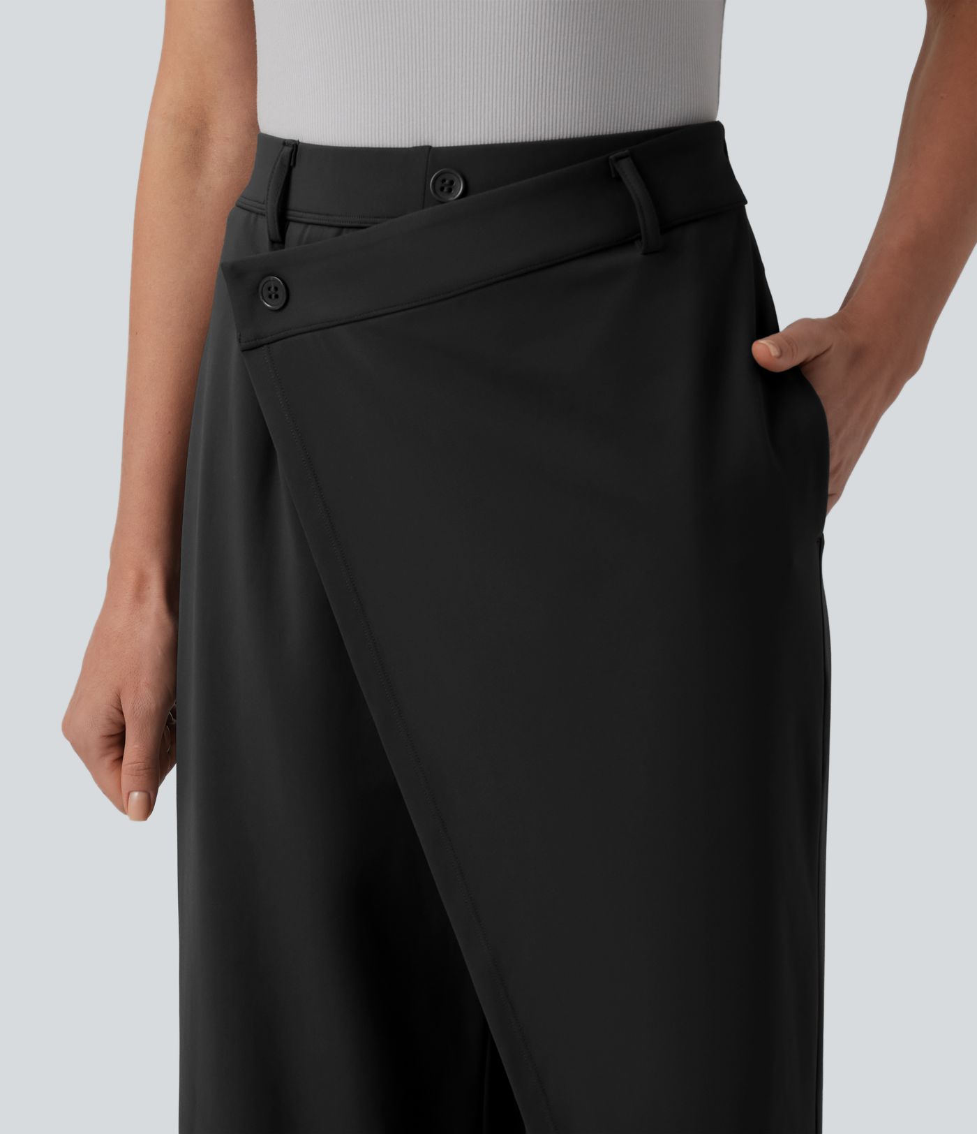 Halara Flex™ DayStretch Asymmetrical High Waisted Straight Leg Work Pants with Pockets Halara Flex™ DayStretch Asymmetrical High Waisted Straight Leg Work Pants with Pockets