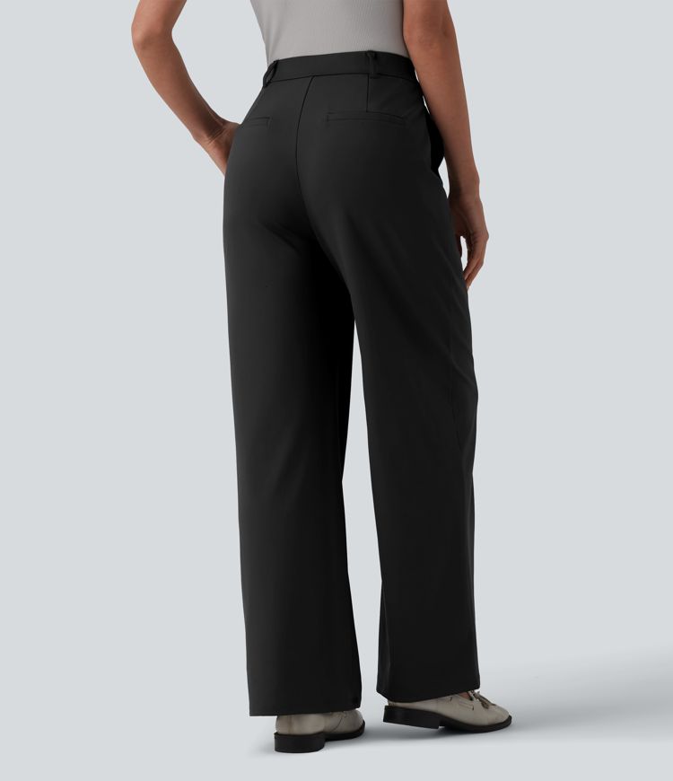 Halara Flex™ DayStretch Asymmetrical High Waisted Straight Leg Work Pants with Pockets Halara Flex™ DayStretch Asymmetrical High Waisted Straight Leg Work Pants with Pockets