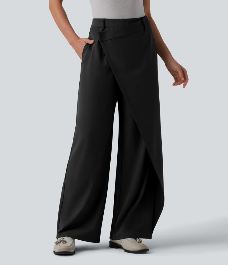 Halara Flex™ DayStretch Asymmetrical High Waisted Straight Leg Work Pants with Pockets Halara Flex™ DayStretch Asymmetrical High Waisted Straight Leg Work Pants with Pockets