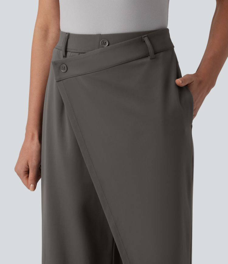 Halara Flex™ DayStretch Asymmetrical High Waisted Straight Leg Work Pants with Pockets