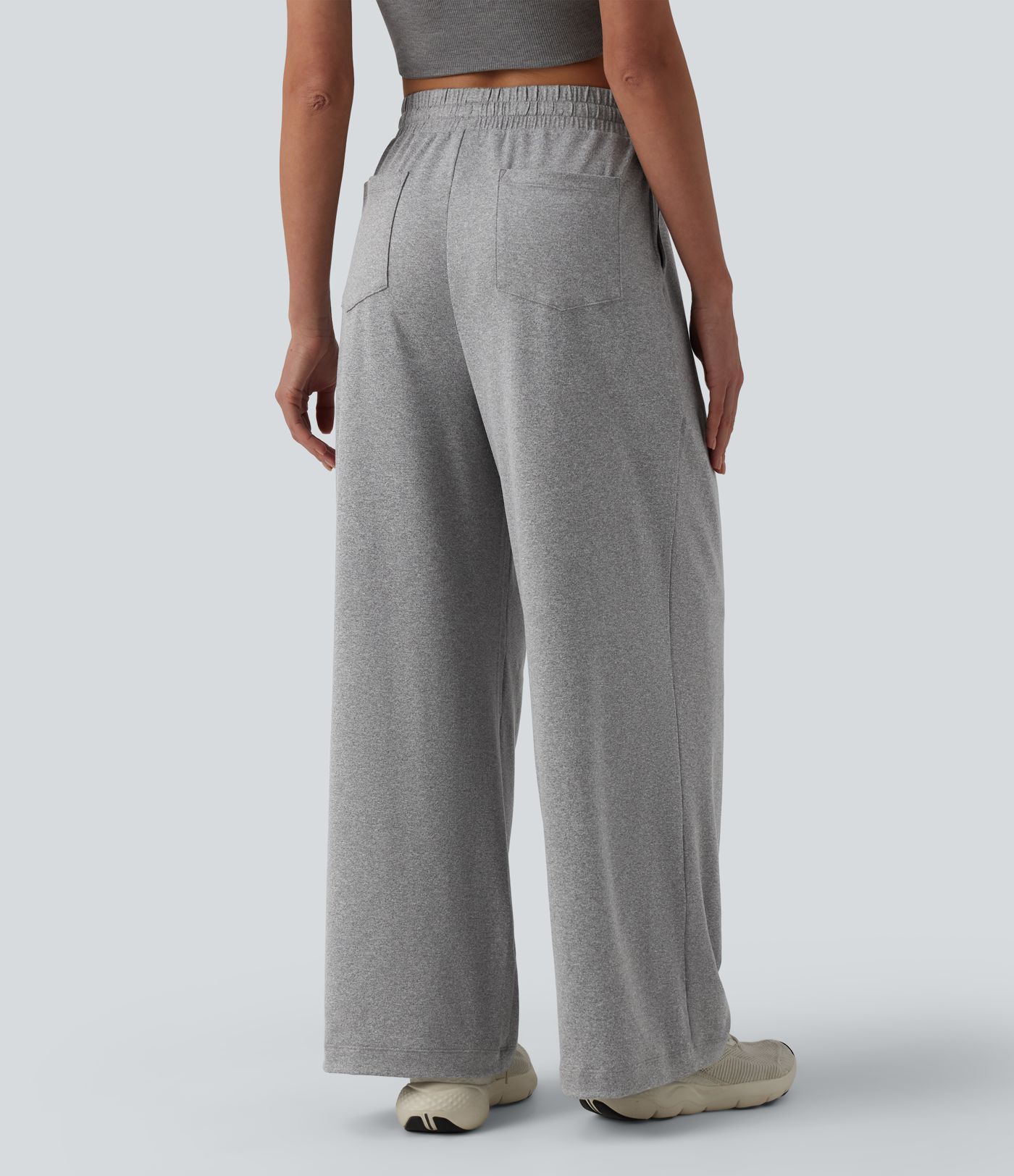 Pantalon yoga large taille haute à cordon de serrage avec poches