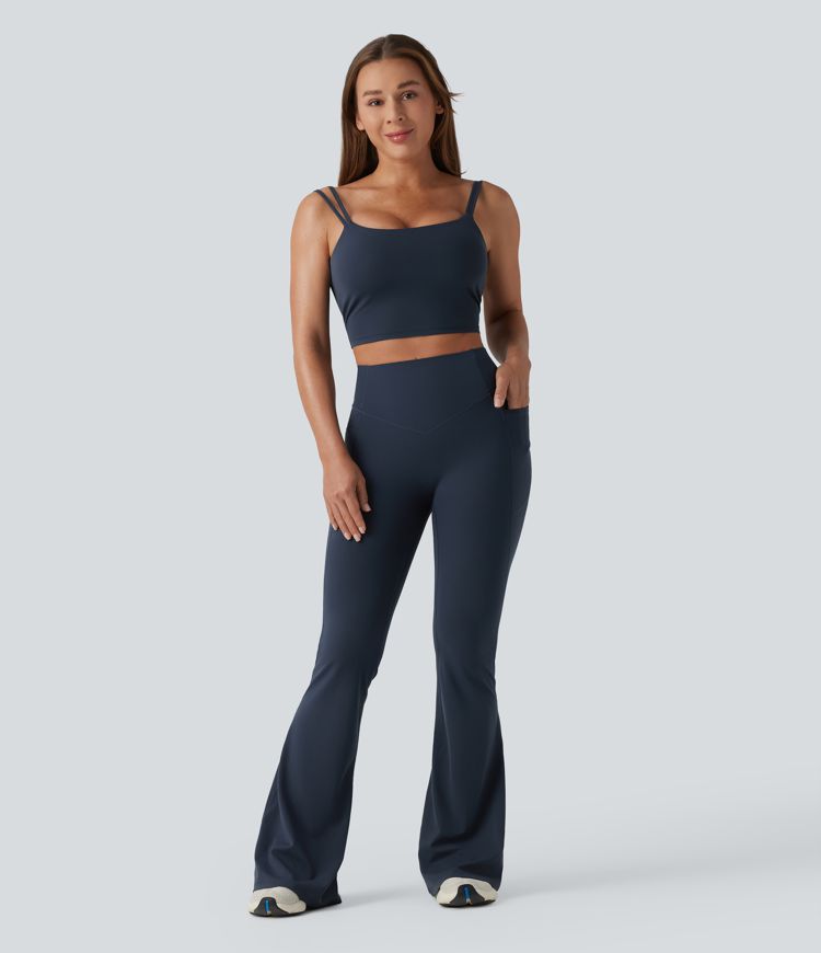 Halara UltraSculpt™ High Waisted Scrunch Butt Lifting Tummy Control Shaping Yoga Flare Leggings with Pockets