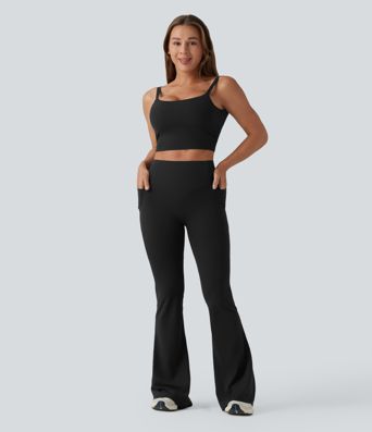 Halara UltraSculpt™ High Waisted Scrunch Butt Lifting Tummy Control Shaping Yoga Flare Leggings with Pockets