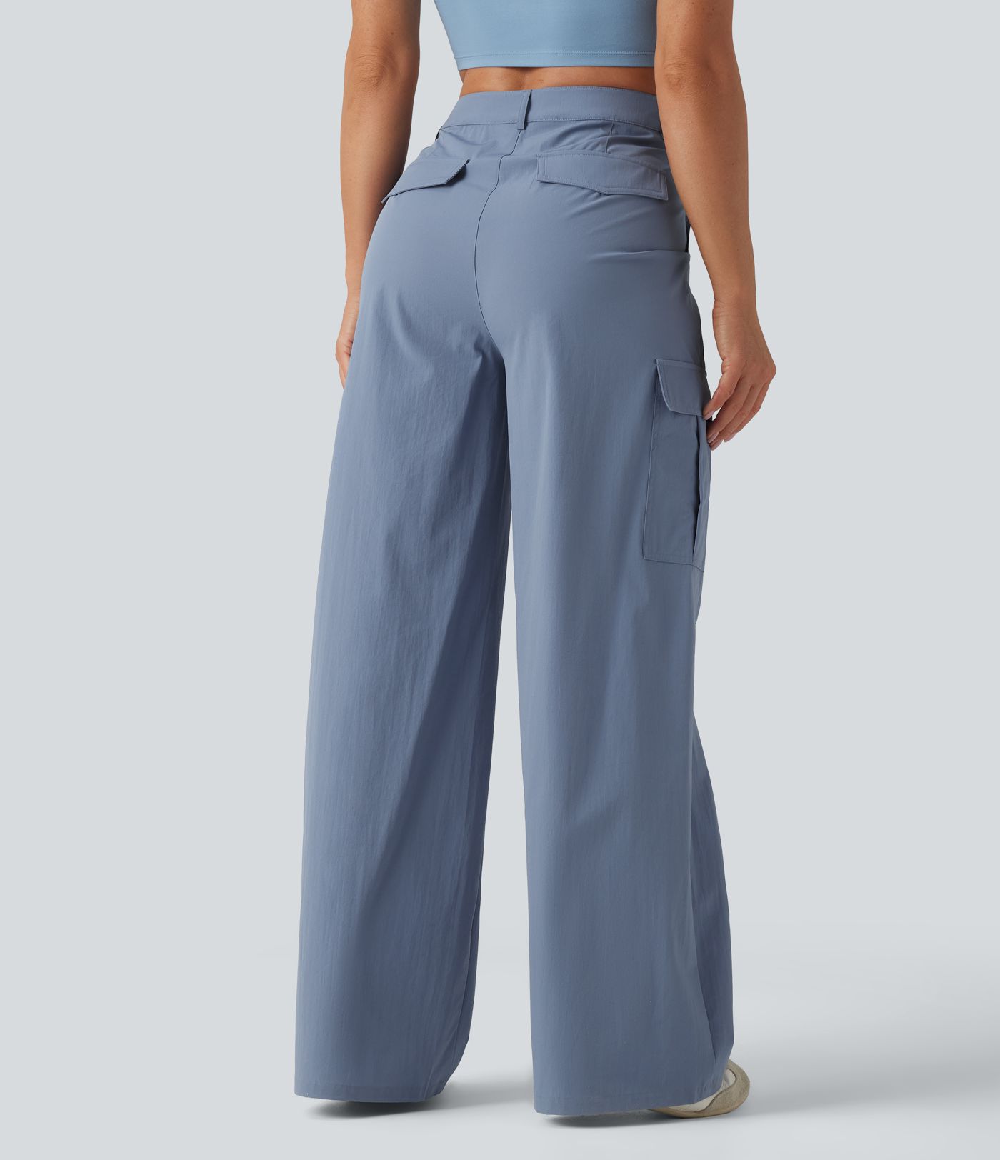 Pantalon cargo casual large asymétrique taille mi-haute avec poches