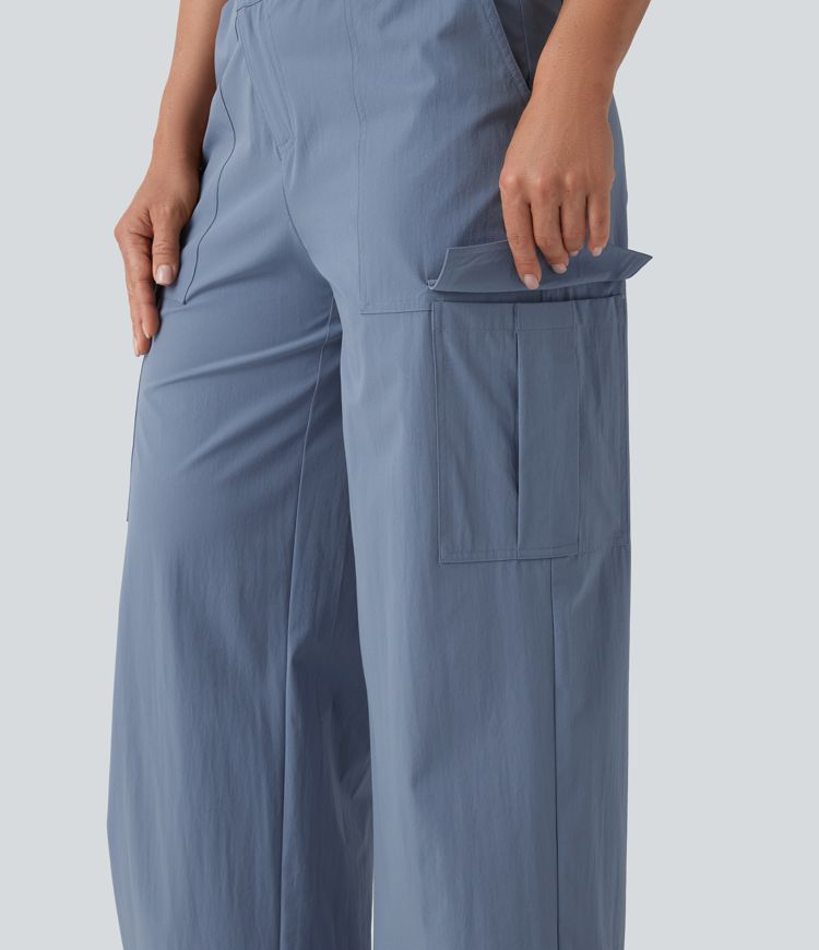 Pantalon cargo casual large asymétrique taille mi-haute avec poches