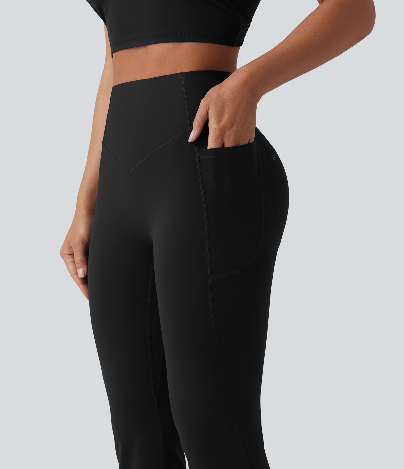 Halara UltraSculpt™ High Waisted Scrunch Butt Lifting Tummy Control Shaping Yoga Flare Leggings with Pockets