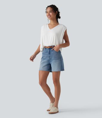 Top casual col V sans manches Top casual col V sans manches