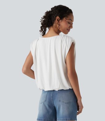 Top casual col V sans manches Top casual col V sans manches
