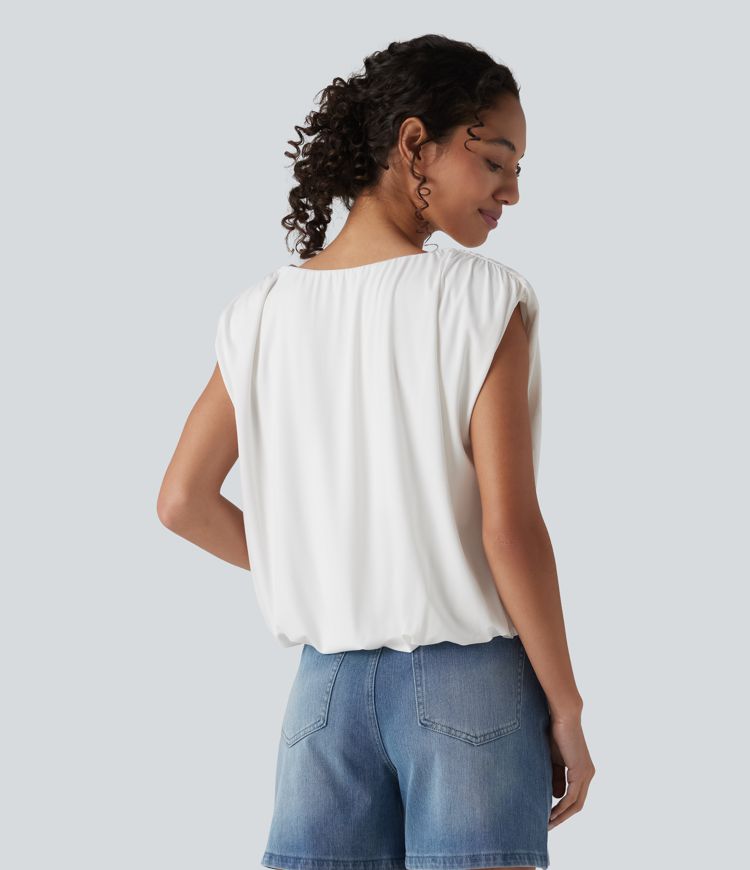 Top casual col V sans manches Top casual col V sans manches