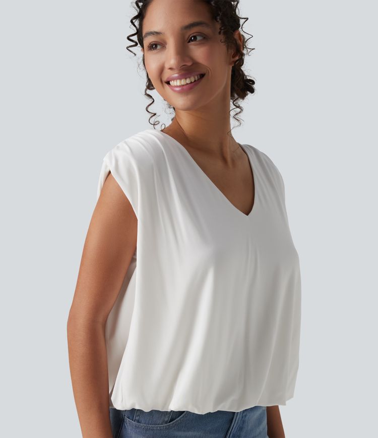 Top casual col V sans manches Top casual col V sans manches